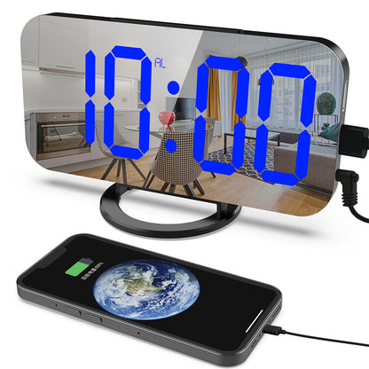 Digital Alarm Clock with Mirror LED Display Suitable For Wall & Bedroom, Snooze Function, Dim Mode.