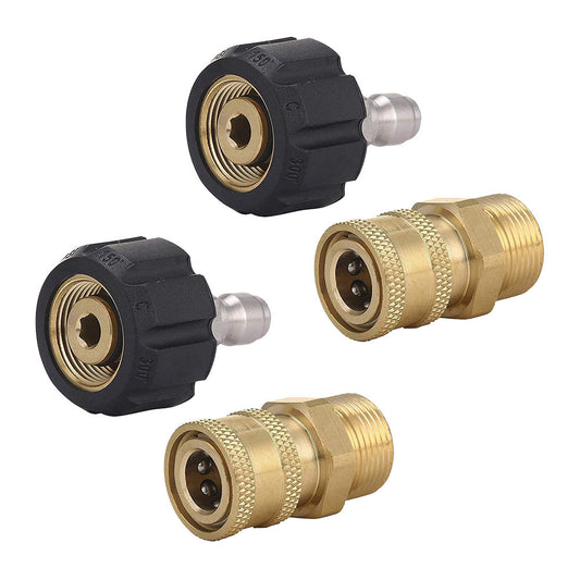 2x Pressure Washer Adapter Pair 1/4 Inch Quick Connect Coupler Kit Suitable For M22-1/4 Adapter