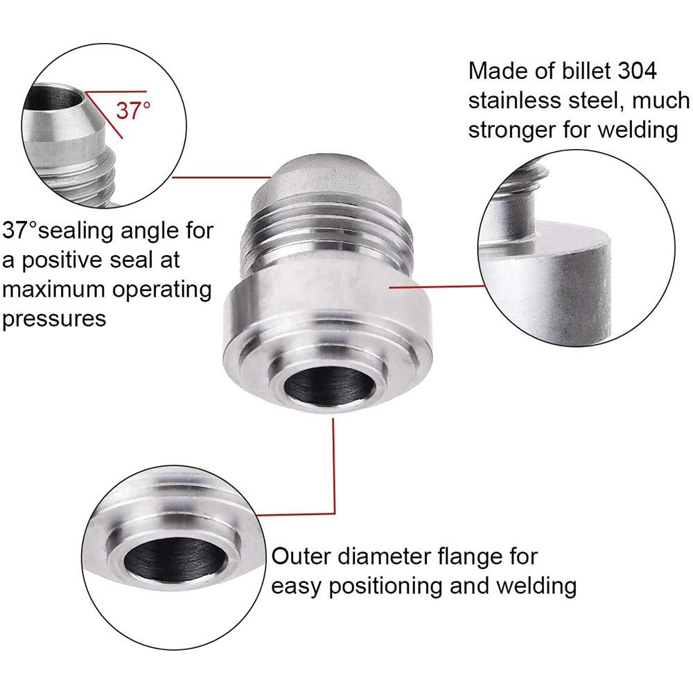 2x AN12 Male Aluminium weld on JIC bungs fitting -12AN JXSS032-12-A.