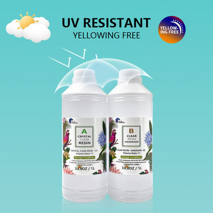 2Ltr Epoxy Resin 1:1 AB Kit Art DIY UV Crafts Glass & Water Clear Epoxy Coating.