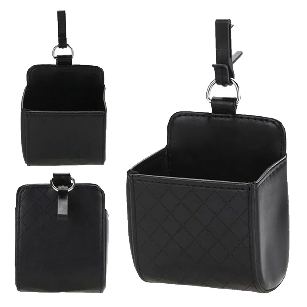 Car Organizer Bag Air Outlet Dashboard Hanging Leather Car Mobile Phone Holder.