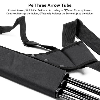 Archery Arrow Quiver Holder 3 Tube Back Waist Shoulder Strap Bag Pouch Hunting.