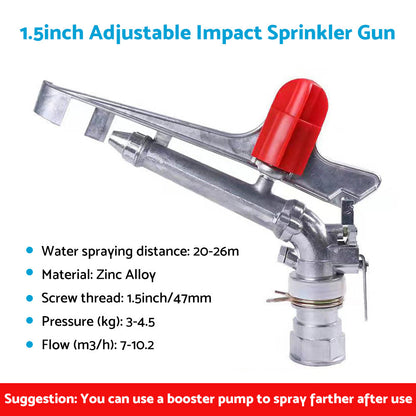 360° Angle Rotation Lawn Water Sprinkler Impact Spray Gun Suitable for Adjustabl