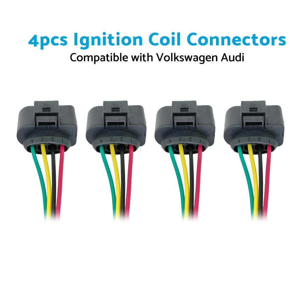 4PCS Ignition Coil Connector Repair Harness Plug 1J0973724 Suitable For VW Audi.