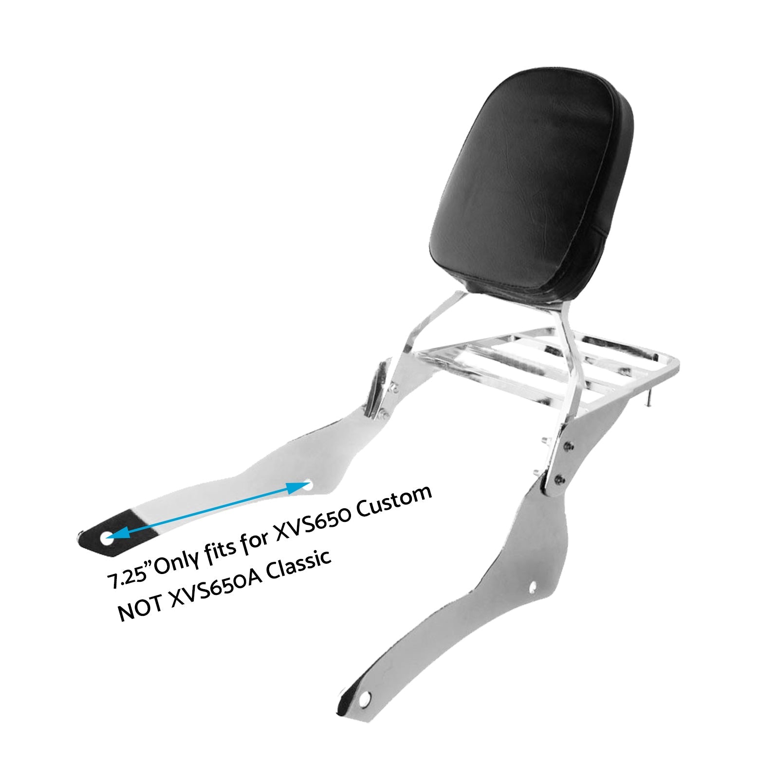 Chrome Backrest Sissy Bar With Luggage Rack Suitable For Yamaha V-Star 400 / 650 1998-2018.