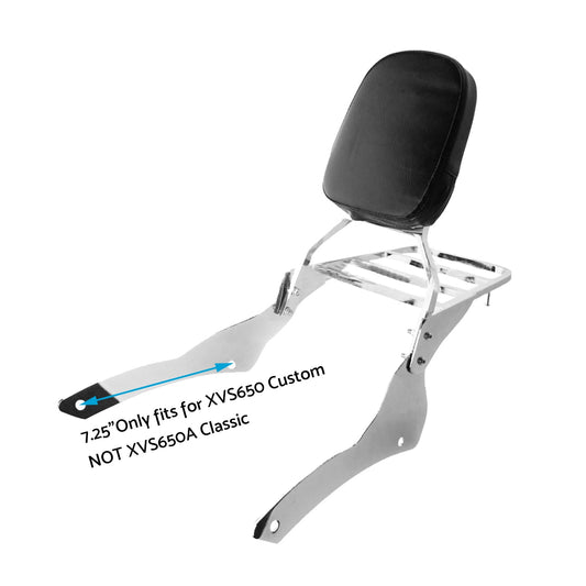 Chrome Backrest Sissy Bar With Luggage Rack Suitable For Yamaha V-Star 400 / 650 1998-2018.