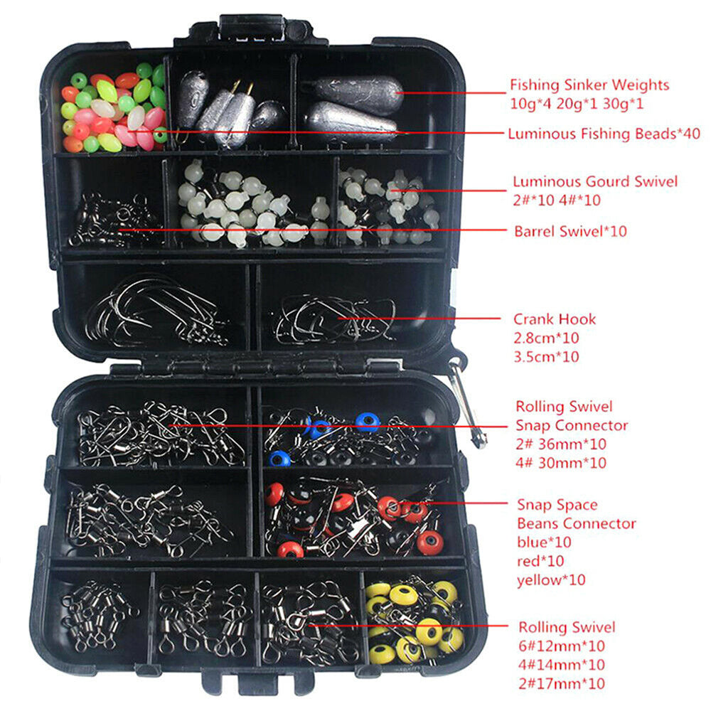 177-Piece Professional Fishing Accessories Kit Suitable For Outdoor Use ¡§C Includes Tackle Box, Swivels, Hooks & Beads.