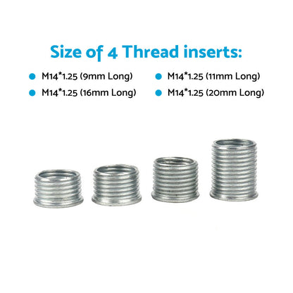 4 Inserts Helicoil Thread Reamer Tap Repair  and  14MM Spark Plug Repair Kit.