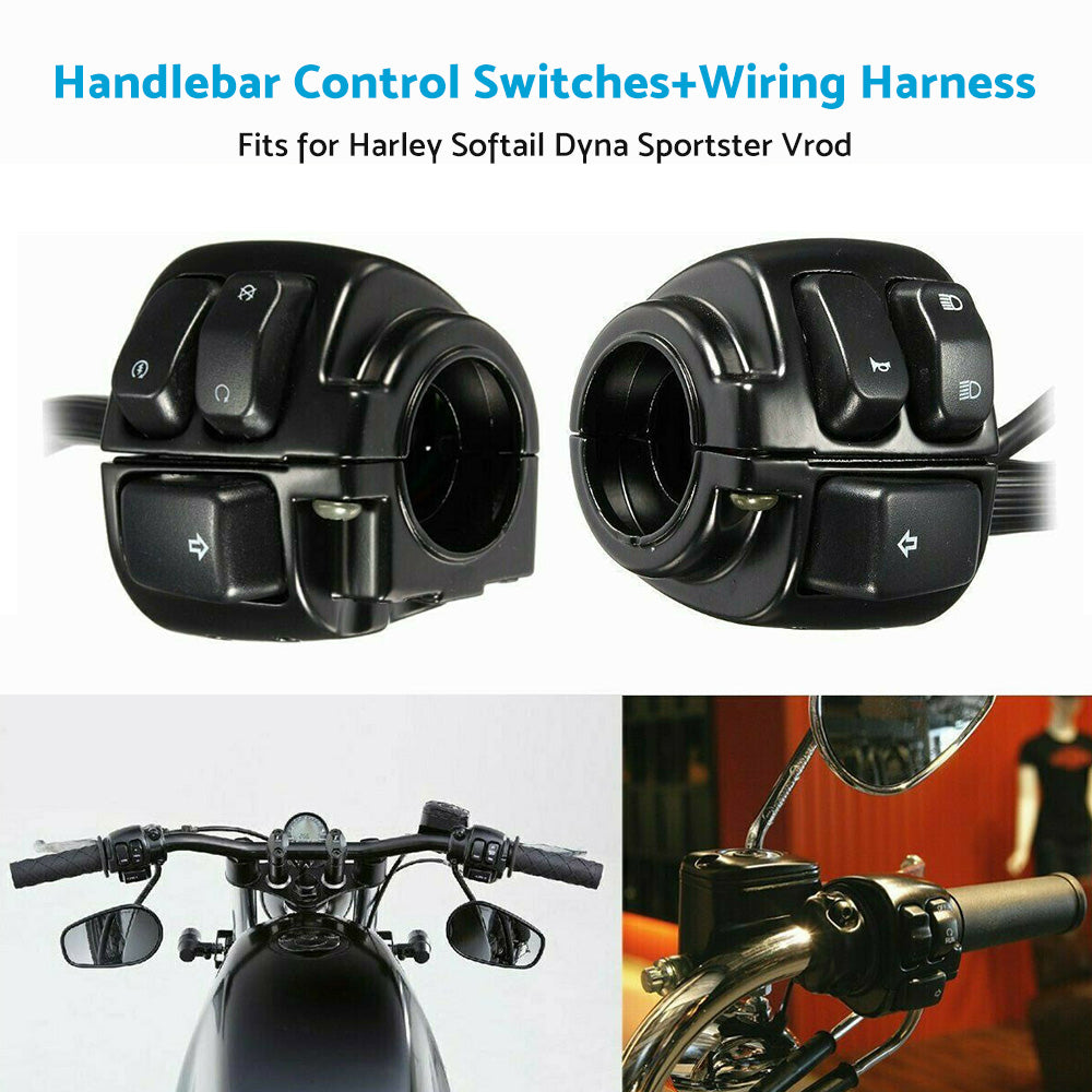 Motorcycle Handlebar Control Switches With Wiring Harness Suitable For Harley Dyna & V-Rod