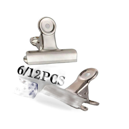 6/12PCS Stainless Steel Bulldog Paper Clip Metal Office Binder Grip Clamp 75mm - BD1