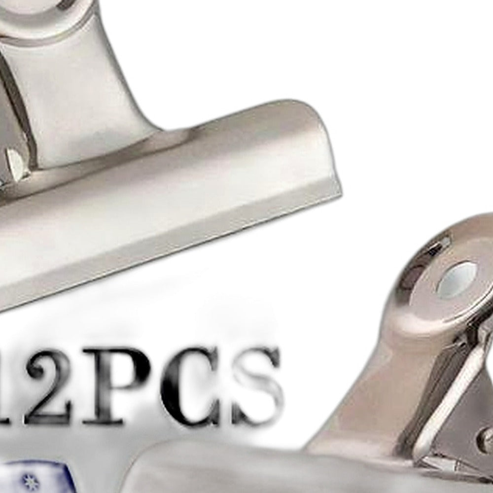 6/12PCS Stainless Steel Bulldog Paper Clip Metal Office Binder Grip Clamp 75mm - XQ1