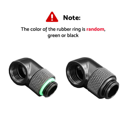 2PCS Black Green Water Cooling G1 4 Thread 90 Angle Rotary Elbow Adapter Fitting.