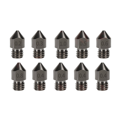 10Pcs Hardened Steel Nozzle Suitable for Creality CR-10 Ender 3 Pro 5 Series.