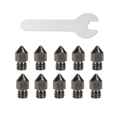 10Pcs Hardened Steel Nozzle Suitable for Creality CR-10 Ender 3 Pro 5 Series.