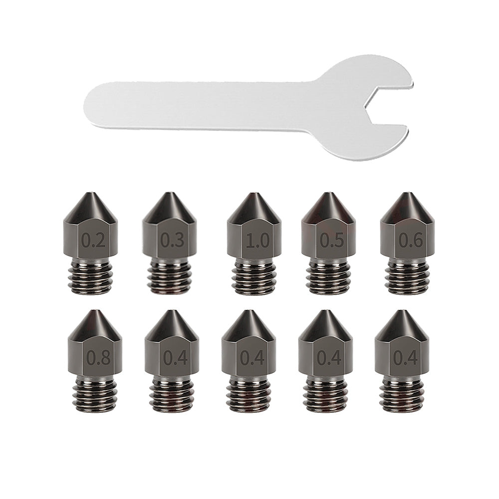 10Pcs Hardened Steel Nozzle Suitable for Creality CR-10 Ender 3 Pro 5 Series.