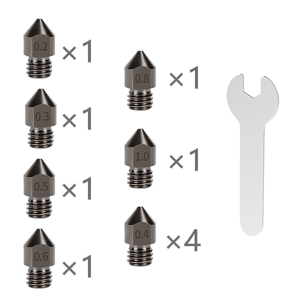 10Pcs Hardened Steel Nozzle Suitable for Creality CR-10 Ender 3 Pro 5 Series.