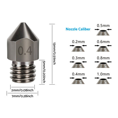 10Pcs Hardened Steel Nozzle Suitable for Creality CR-10 Ender 3 Pro 5 Series.