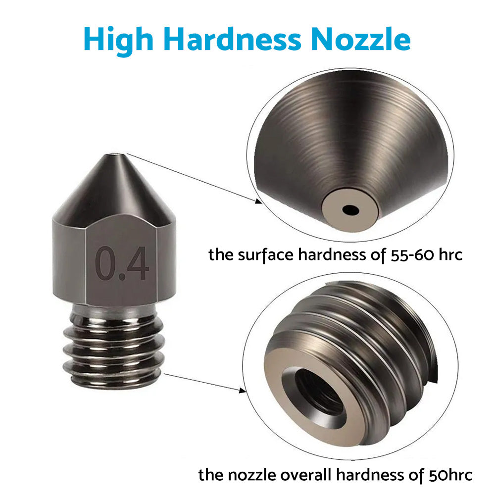 10Pcs Hardened Steel Nozzle Suitable for Creality CR-10 Ender 3 Pro 5 Series.