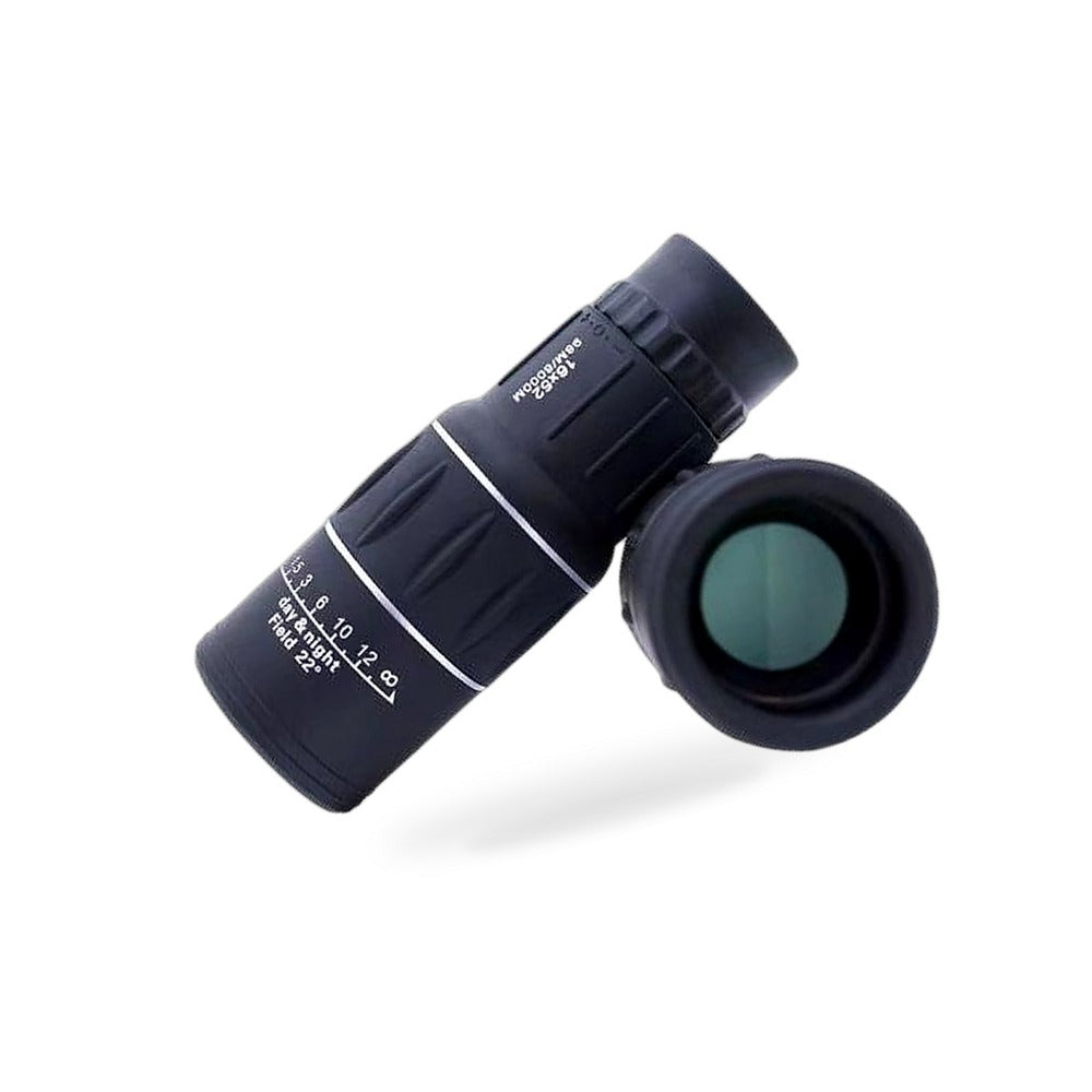 High-Powered Wide-Angle Monocular Telescope Suitable for Single-Handed Use with