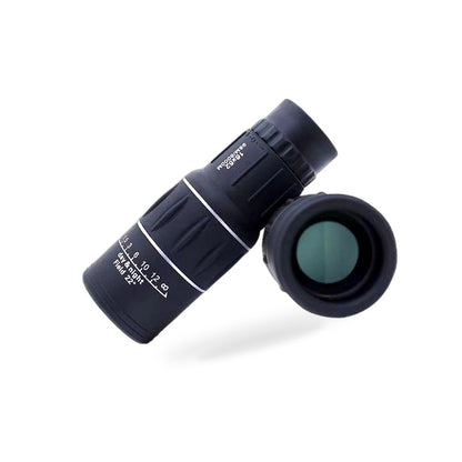 High-Powered Wide-Angle Monocular Telescope Suitable for Single-Handed Use with