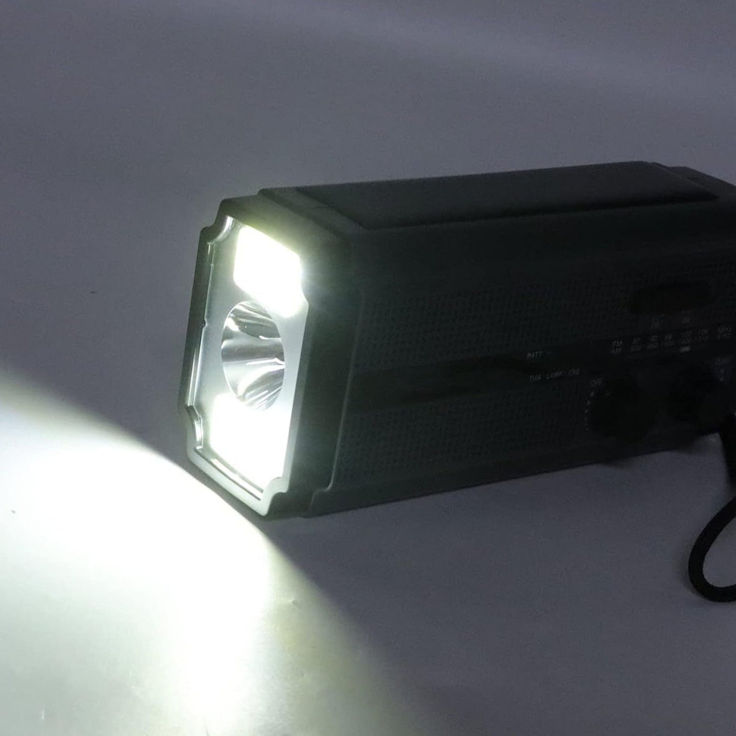 Solar Hand Crank Radio Emergency Weather 5000mAh Power Bank Flash Light Black.