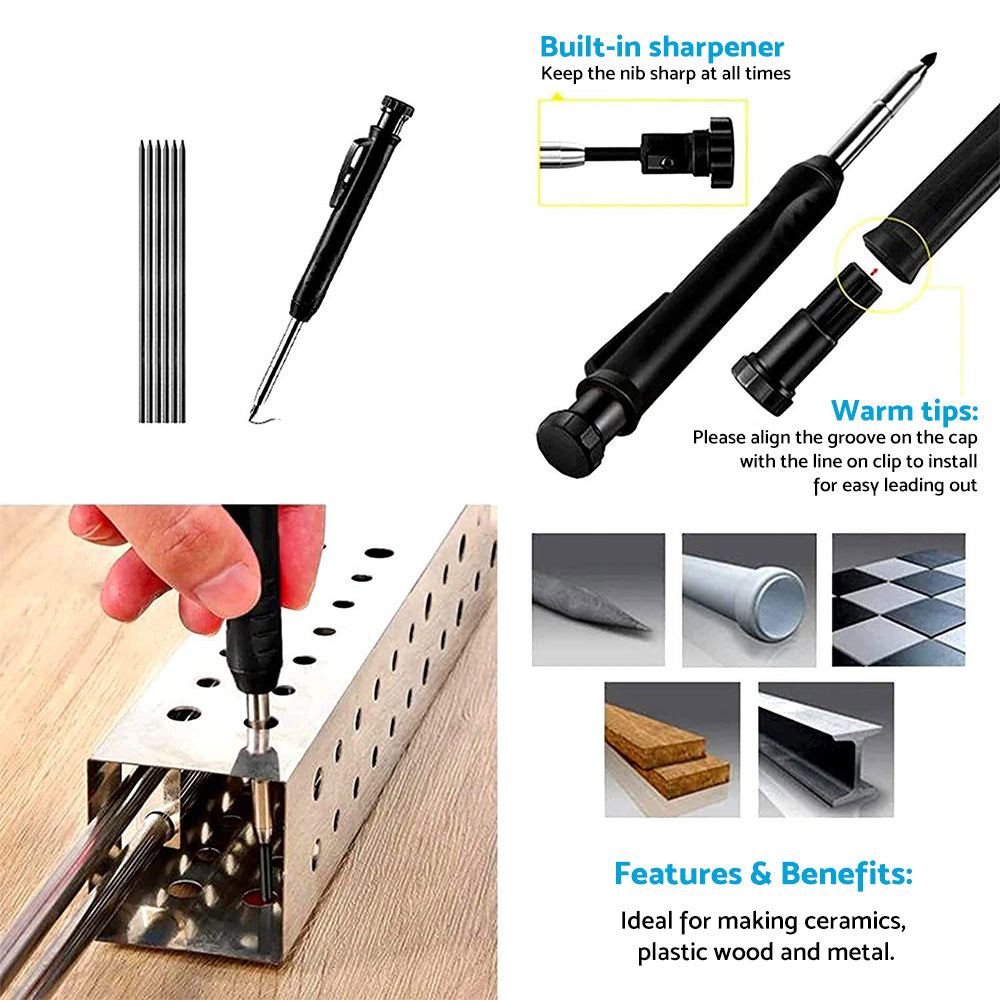 Multi-Function Scribing Tool Suitable For Construction and Precise Woodworking with 6x Pencils