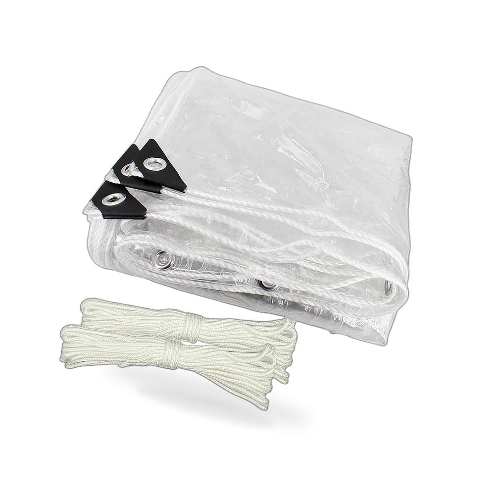 200cm x 400cm Heavy Duty Clear PVC Tarp Waterproof Plant Cover Grommets - BD3