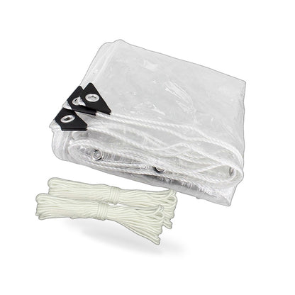 200cm x 400cm Heavy Duty Clear PVC Tarp Waterproof Plant Cover Grommets - BD3