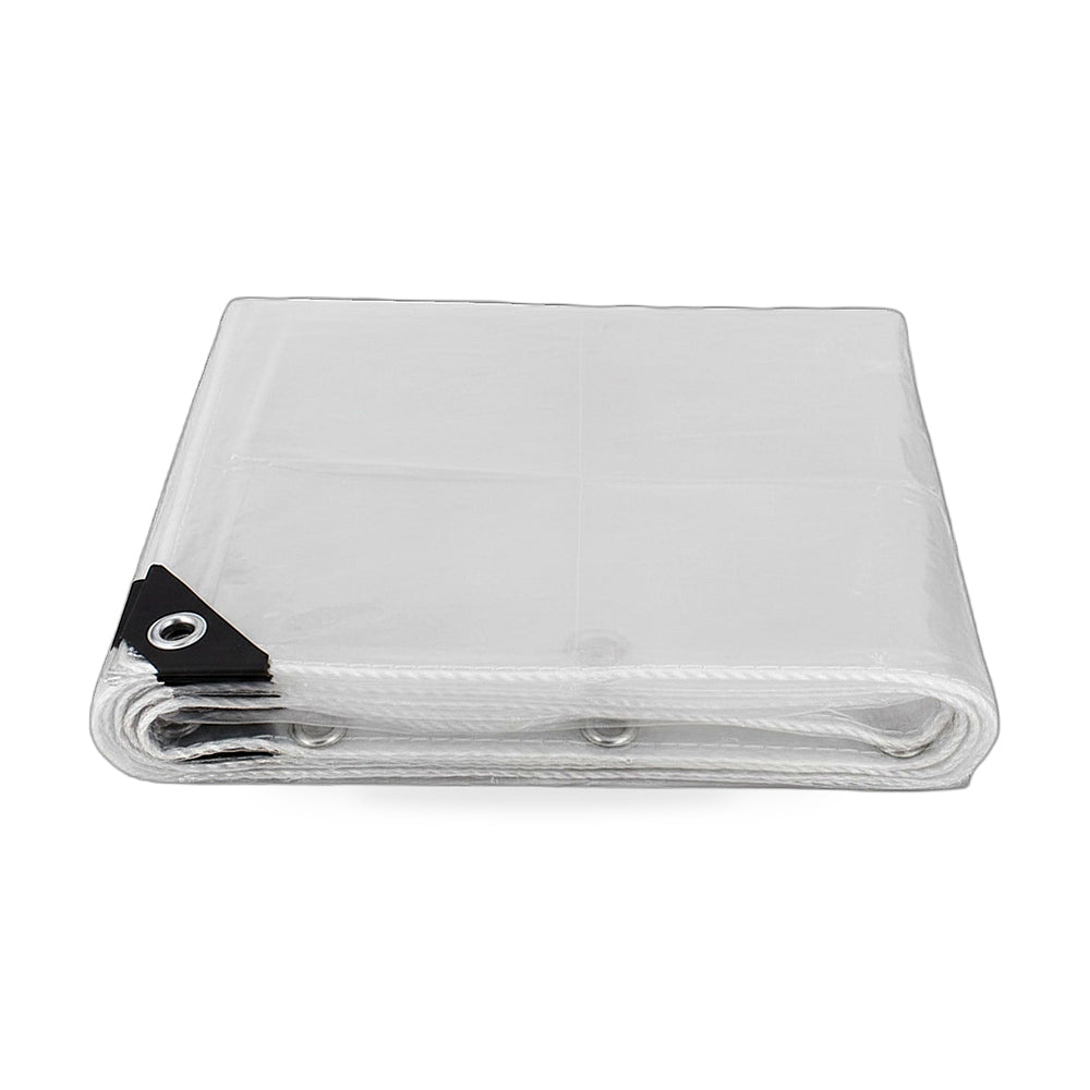 200cm x 400cm Heavy Duty Clear PVC Tarp Waterproof Plant Cover Grommets - ZT2