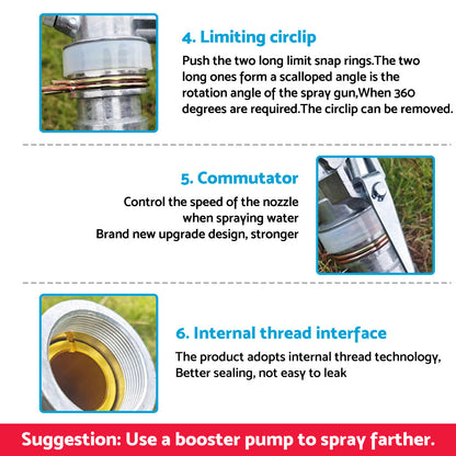 360° Angle Rotation Lawn Water Sprinkler Impact Spray Gun Suitable for Adjustabl