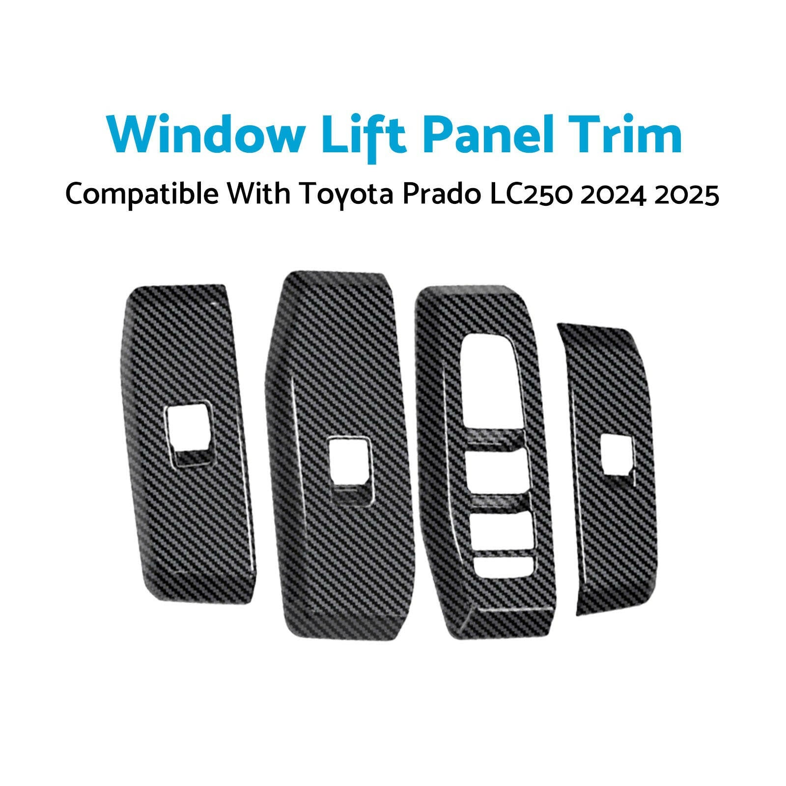 4Pcs Window Lift Panel Trim ABS Carbon Fiber Suitable For Prado LC250 2024-2025.