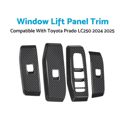 4Pcs Window Lift Panel Trim ABS Carbon Fiber Suitable For Prado LC250 2024-2025.
