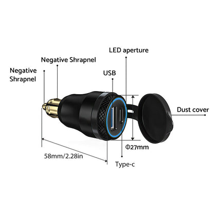 Dual USB Charger Hella DIN Type C Plug Socket Suitable For BMW Motorcycles / Ducati Motorcycles