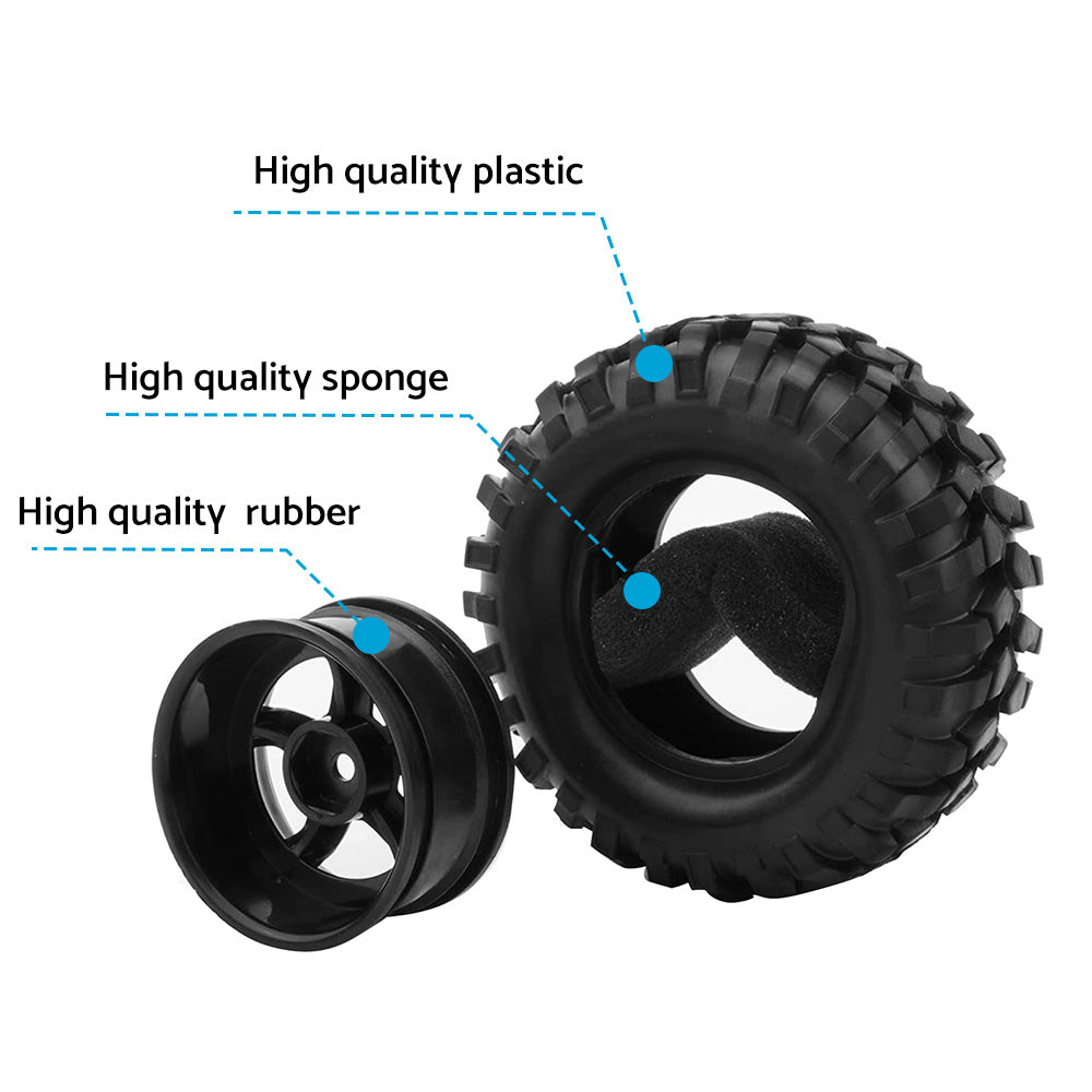Wheels Rims Rubber Tires 12mm Hex Suitable For 1 or 10 Off-Road RC Rock Buggy Truck.