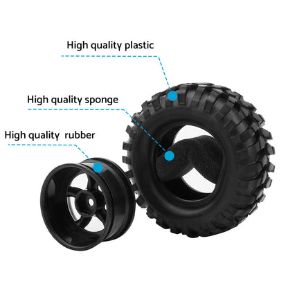 Wheels Rims Rubber Tires 12mm Hex Suitable For 1 or 10 Off-Road RC Rock Buggy Truck.