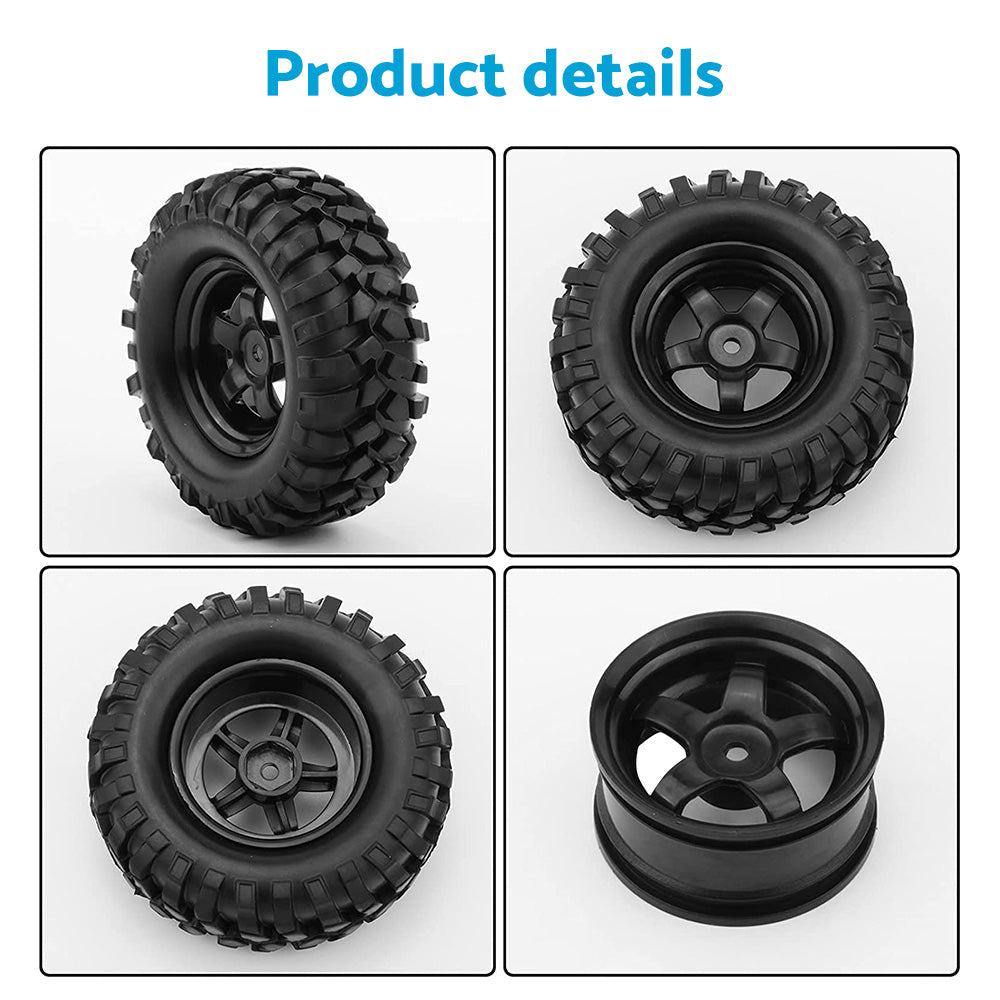 Wheels Rims Rubber Tires 12mm Hex Suitable For 1 or 10 Off-Road RC Rock Buggy Truck.