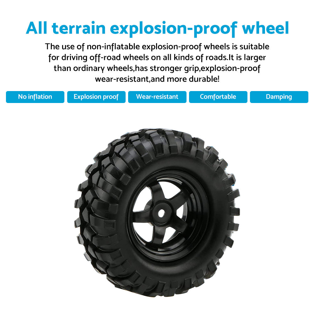 Wheels Rims Rubber Tires 12mm Hex Suitable For 1 or 10 Off-Road RC Rock Buggy Truck.