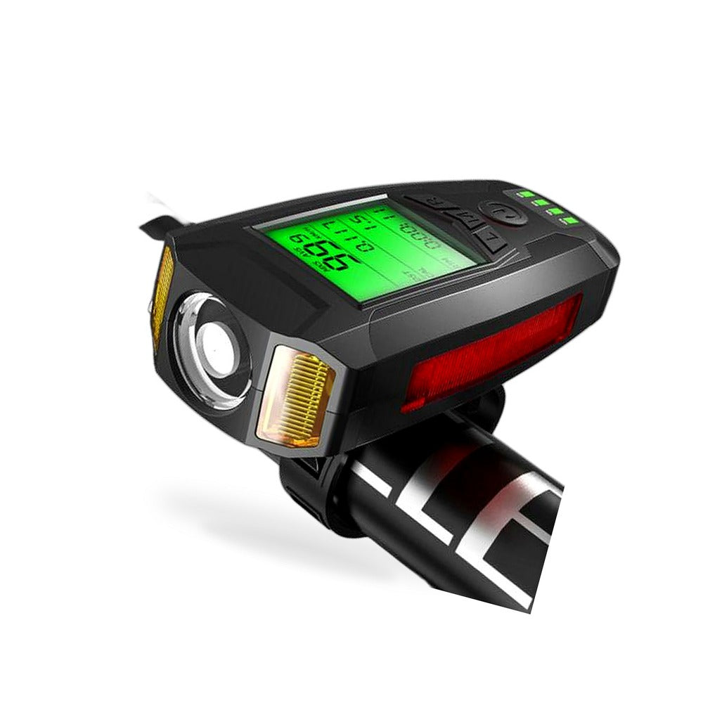 USB Rechargeable LED Bicycle Headlight With Horn and Speedometer Suitable for Bi