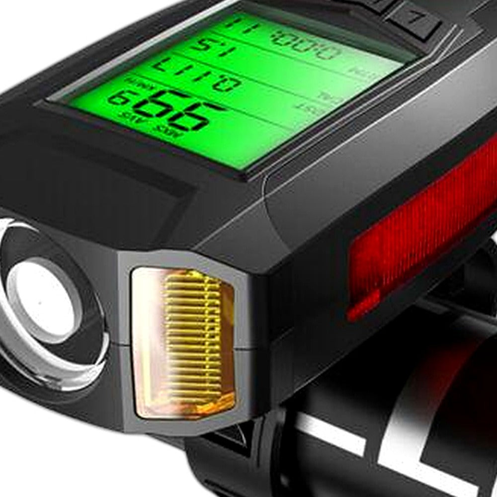 USB Rechargeable LED Bicycle Headlight With Horn and Speedometer Suitable for Bi