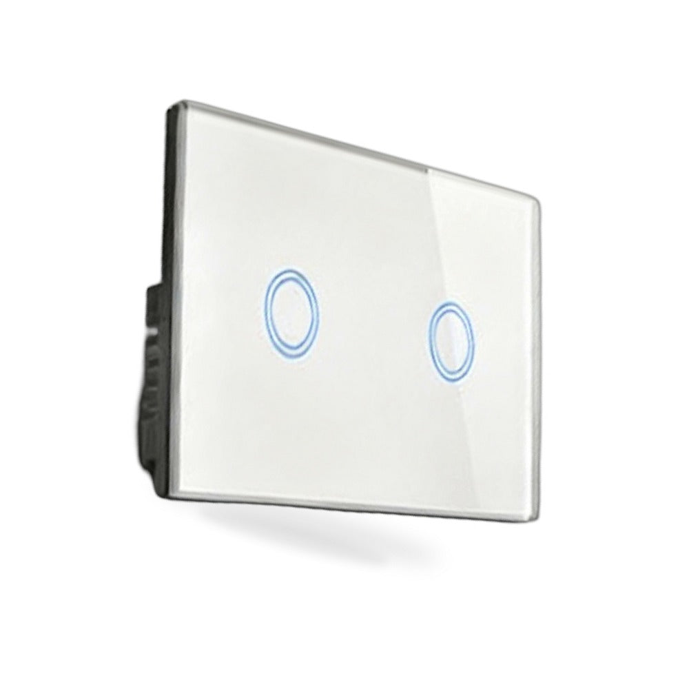 87x87mm LED Touch Wall Light Switch 2-Gang 1-Way Suitable for Home Office