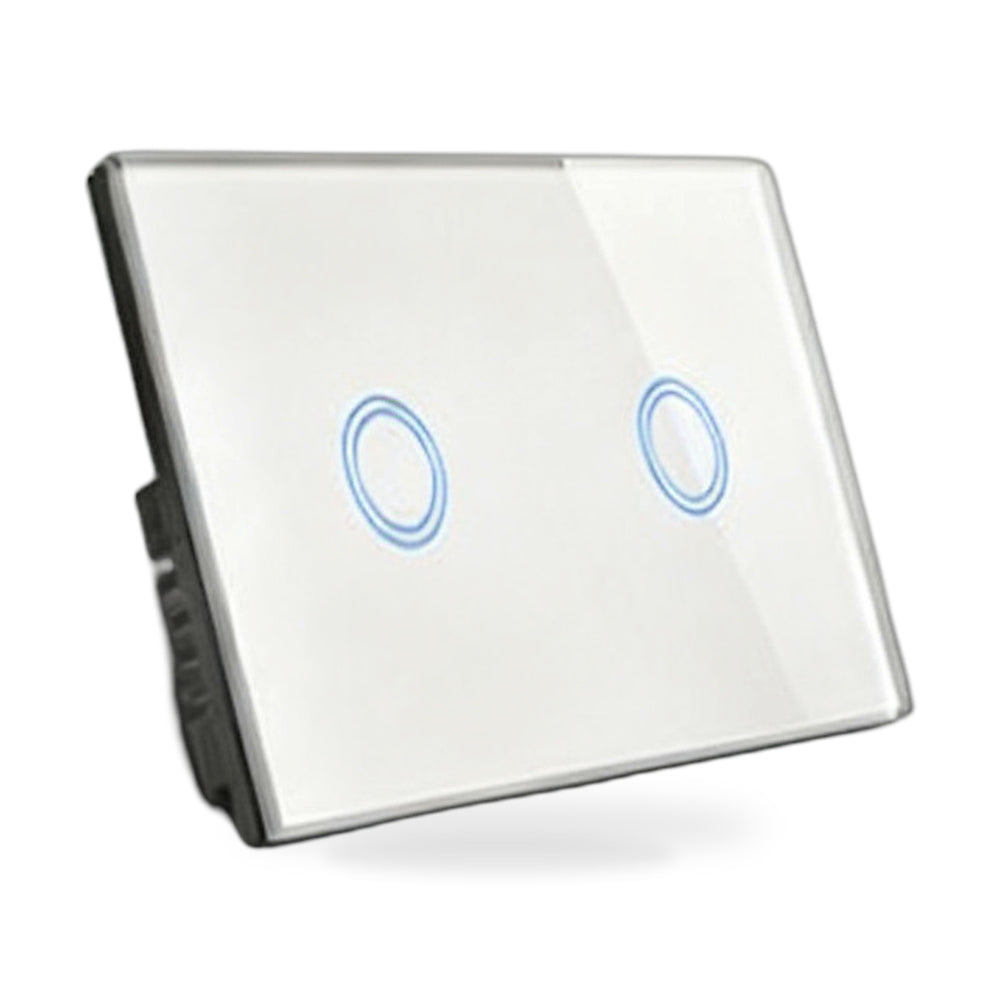 87x87mm LED Touch Wall Light Switch 2-Gang 1-Way Suitable for Home Office