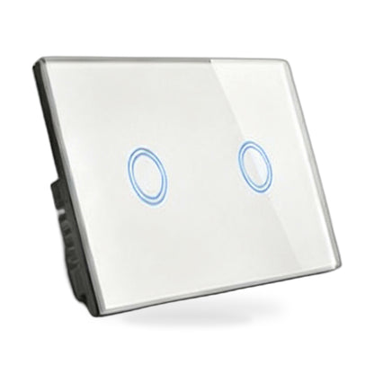 87x87mm LED Touch Wall Light Switch 2-Gang 1-Way Suitable for Home Office