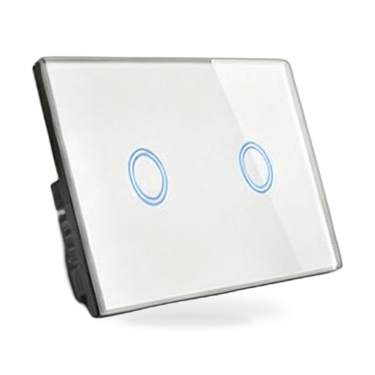 87x87mm LED Touch Wall Light Switch 2-Gang 1-Way Suitable for Home Office