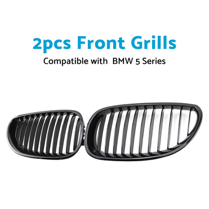 Gloss Black Front Grille Grill Suitable For BMW E60 E61 5 Series 2003-2010.