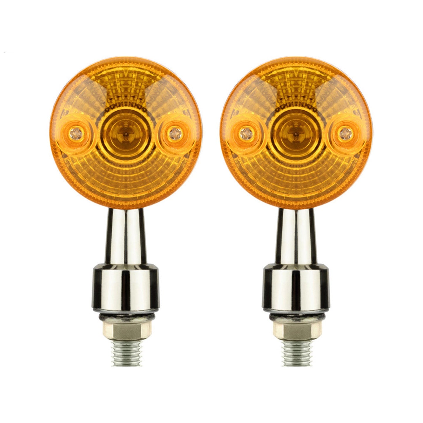 4x Chrome Motorcycle Turn Signal Lights Amber Indicators Blinker Universal Bulb.