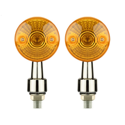 4x Chrome Motorcycle Turn Signal Lights Amber Indicators Blinker Universal Bulb.