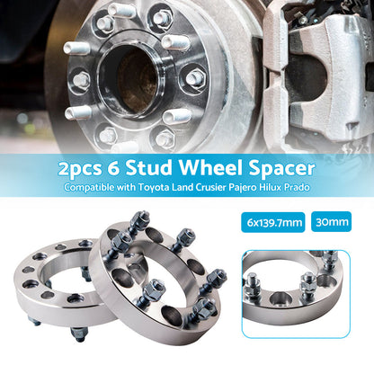 Wheel Spacer 2x 30mm 6-Stud Suitable For Toyota Landcruiser / Hilux / Prado / Pajero