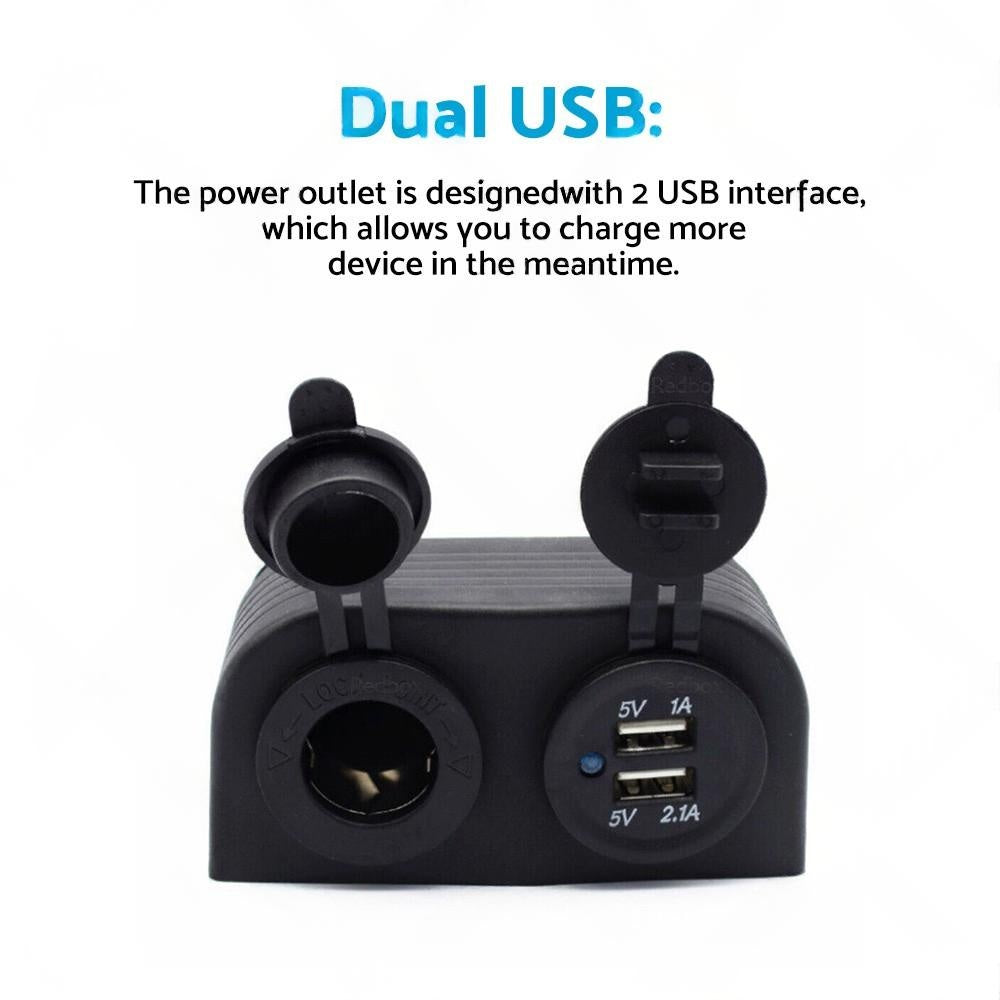 12V Dual USB Port Charger Socket Suitable for Car Boat Caravan