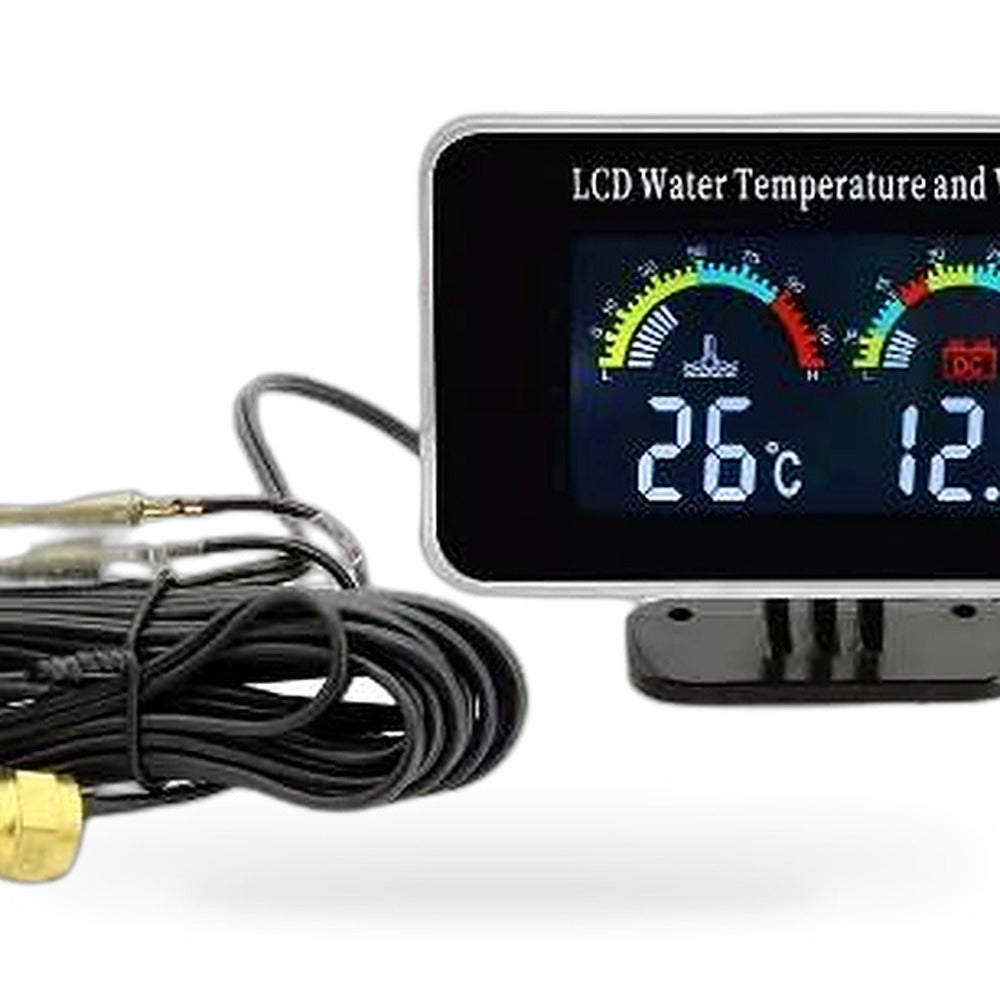 2-in-1 Car Digital LCD Water Temperature Meter & Voltmeter Gauge Suitable for 12