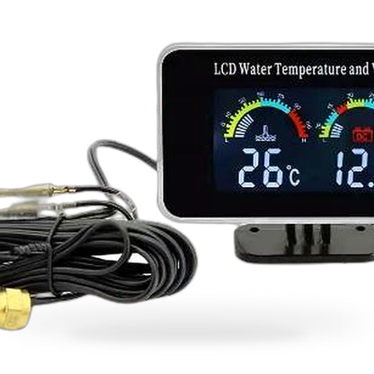 2-in-1 Car Digital LCD Water Temperature Meter & Voltmeter Gauge Suitable for 12